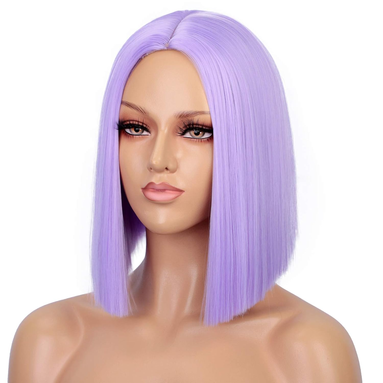 Purple Wig Straight Bob Hair 12 Inch Synthetic Lavender Wigs for Women Colorful Cosplay High Temperature Heat Resistant Wig